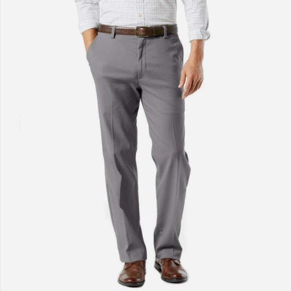 DOCKERS Men's Classic Fit Easy Khaki Pants Flat Front 48 x 34" - Burma Grey NWT - Picture 3 of 8